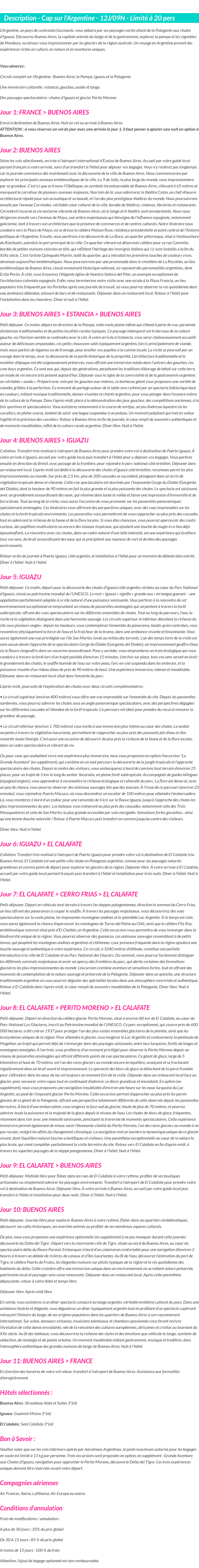 Détails du séjour