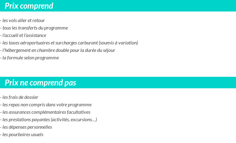 Conditions tarifaires