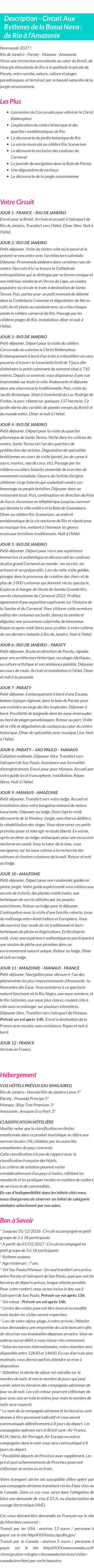 Détails du séjour