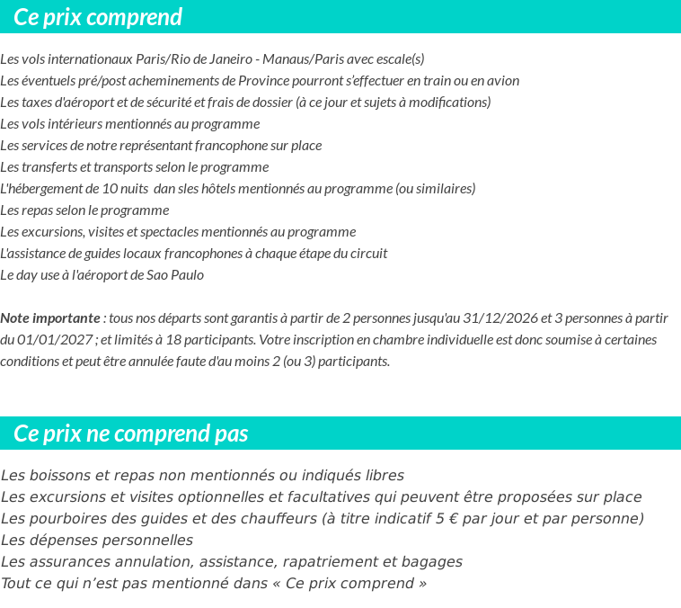 Conditions tarifaires