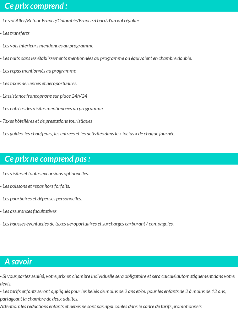 Conditions tarifaires