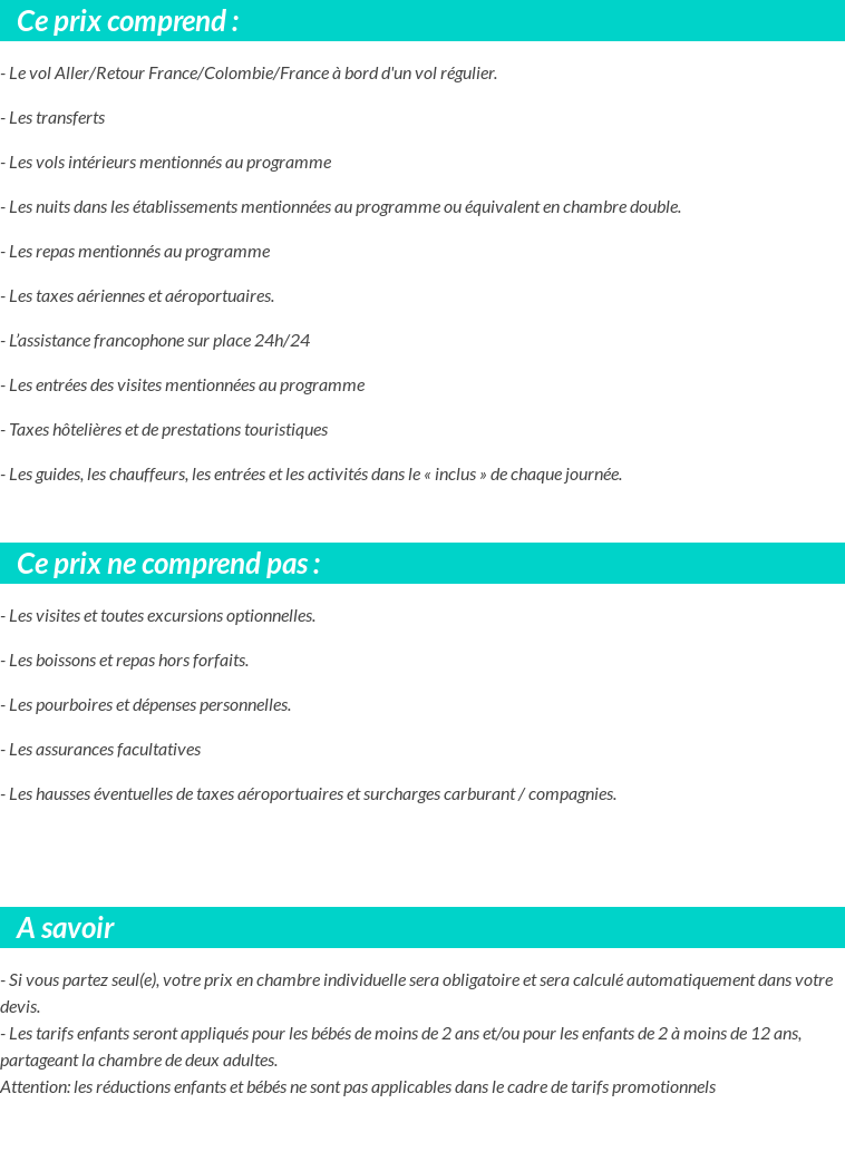 Conditions tarifaires