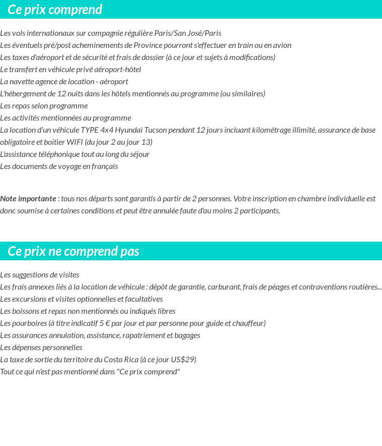 Conditions tarifaires