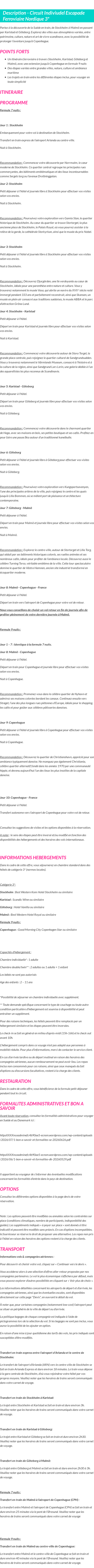 Détails du séjour