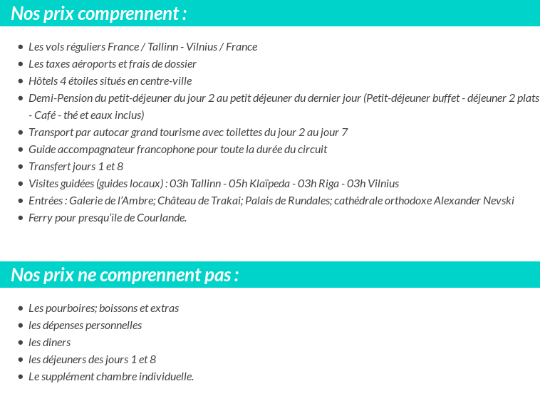 Conditions tarifaires