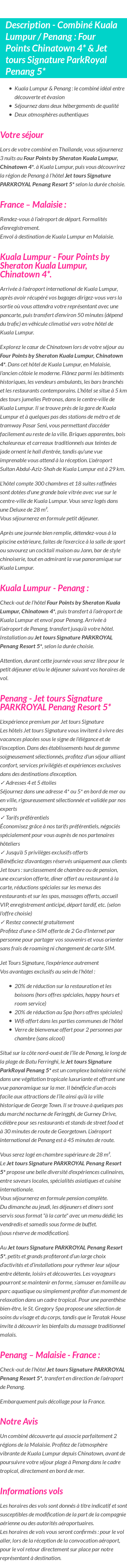 Détails du séjour