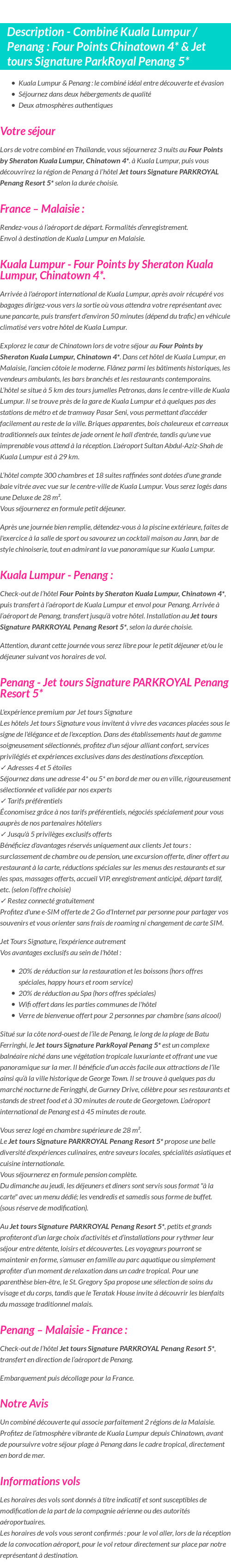 Détails du séjour
