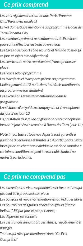 Conditions tarifaires
