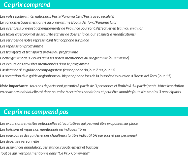 Conditions tarifaires