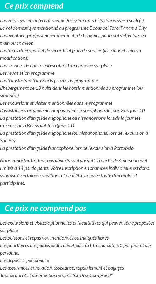 Conditions tarifaires