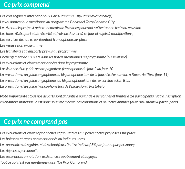 Conditions tarifaires