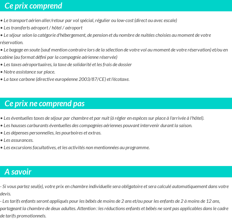 Conditions tarifaires