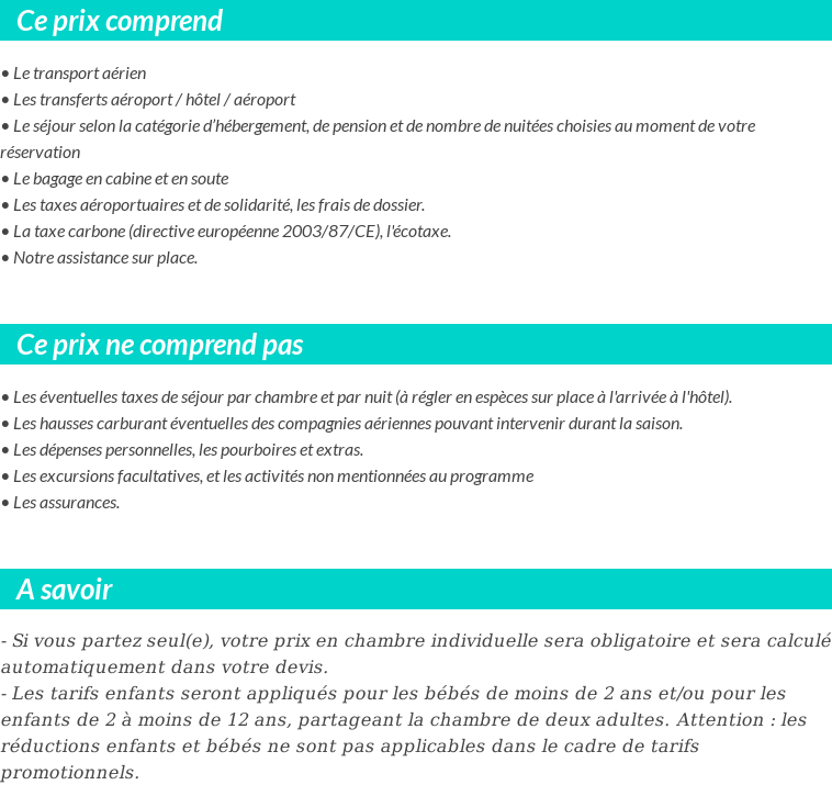 Conditions tarifaires