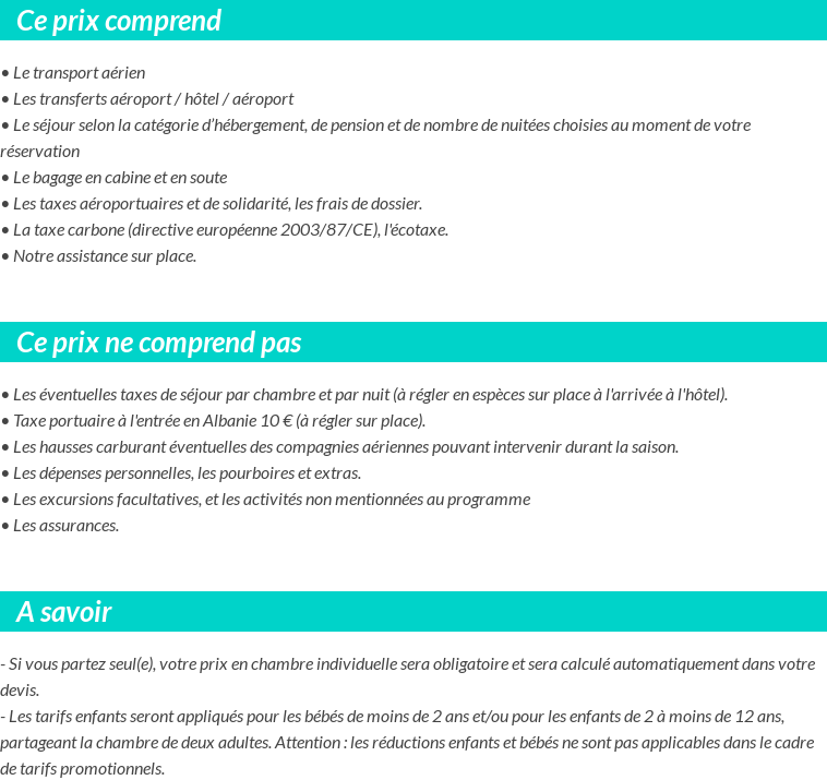 Conditions tarifaires