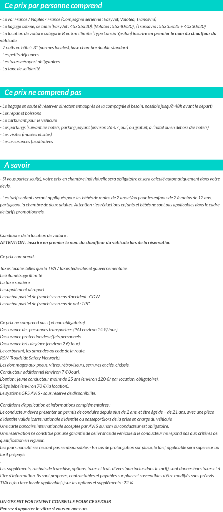 Conditions tarifaires