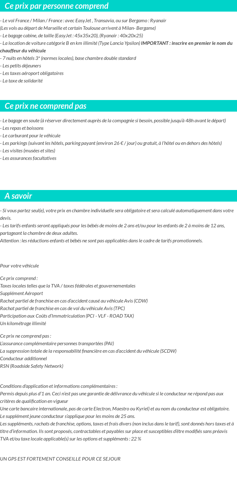 Conditions tarifaires