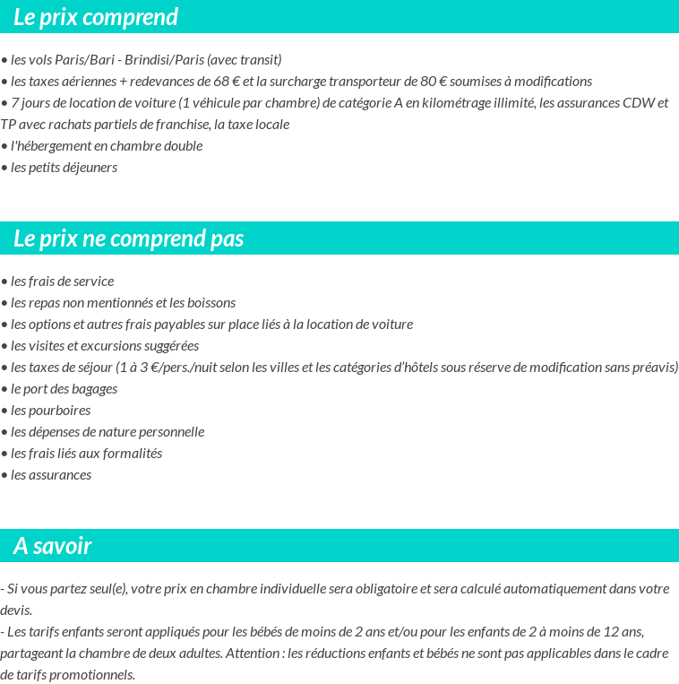 Conditions tarifaires