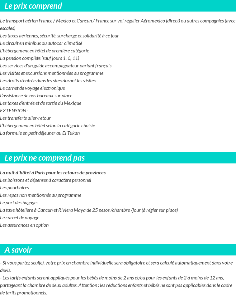 Conditions tarifaires