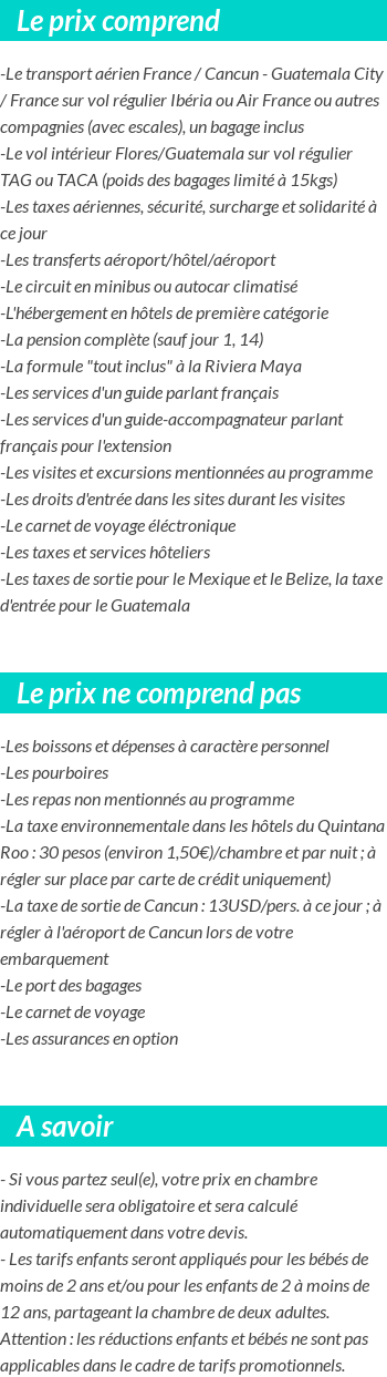 Conditions tarifaires