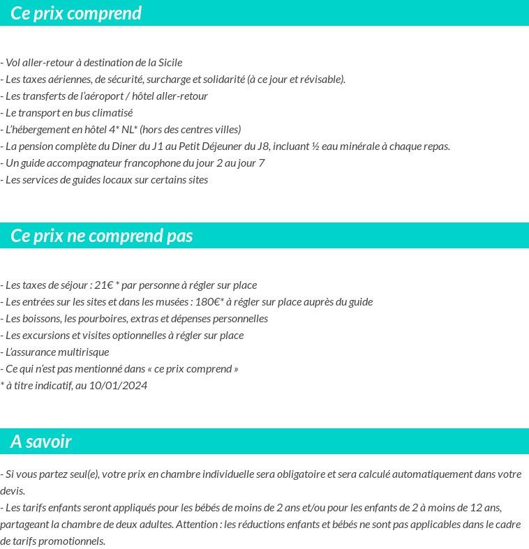 Conditions tarifaires