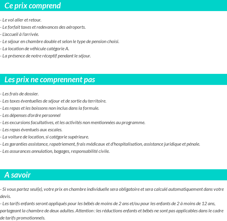 Conditions tarifaires