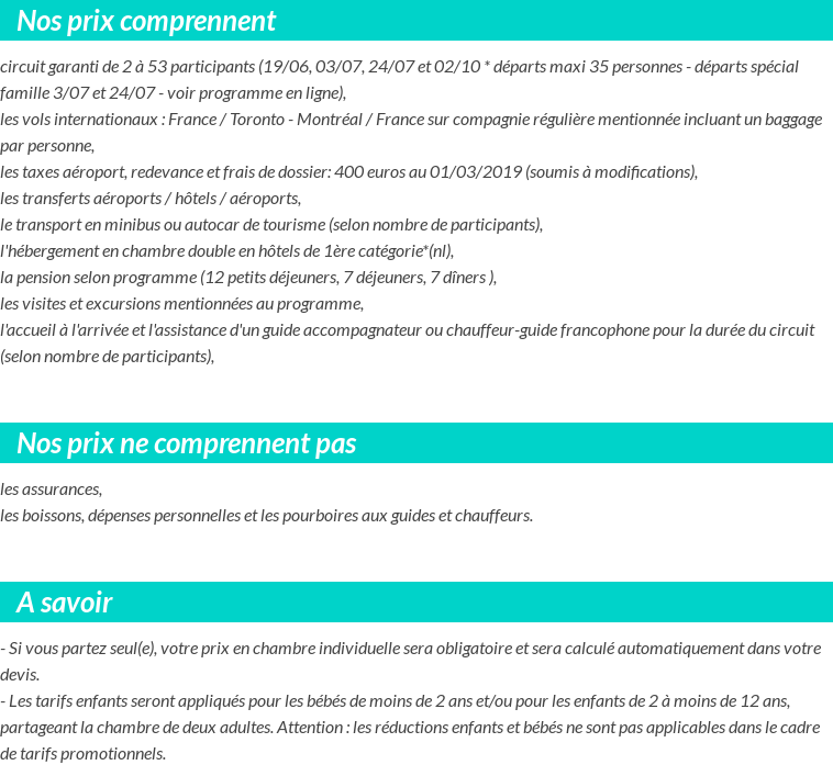 Conditions tarifaires