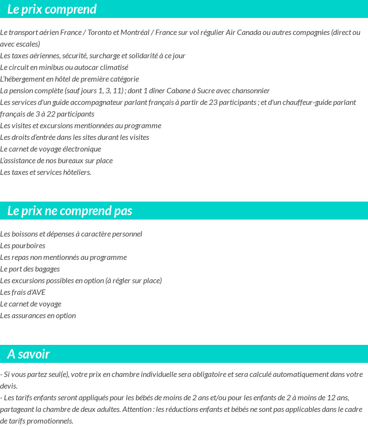 Conditions tarifaires