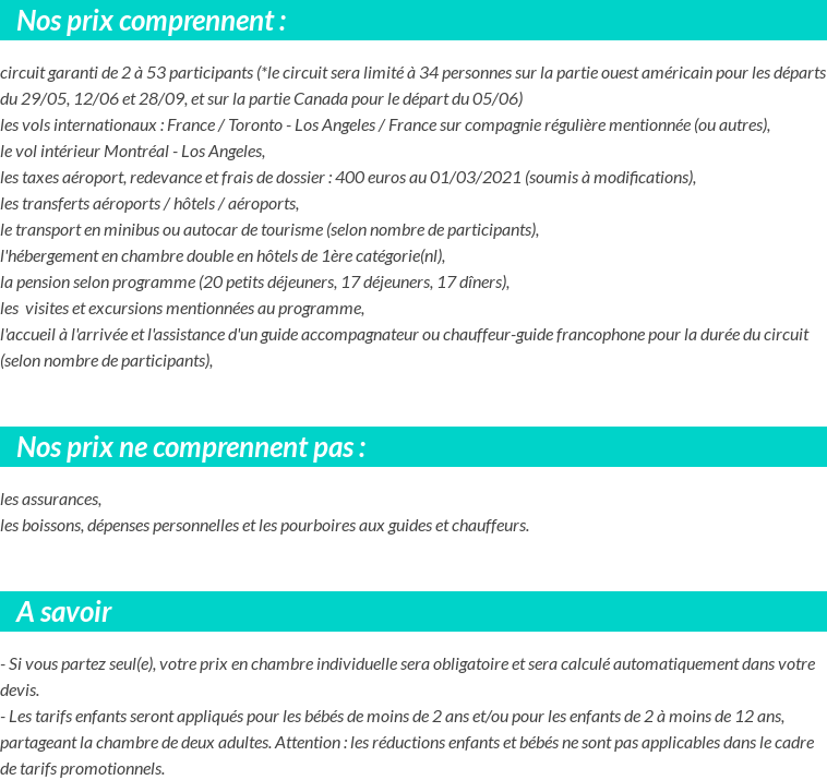 Conditions tarifaires