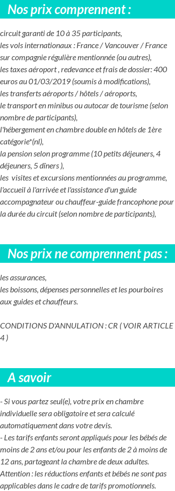 Conditions tarifaires