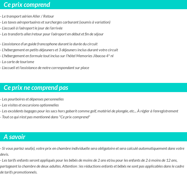 Conditions tarifaires