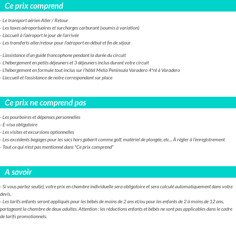 Conditions tarifaires