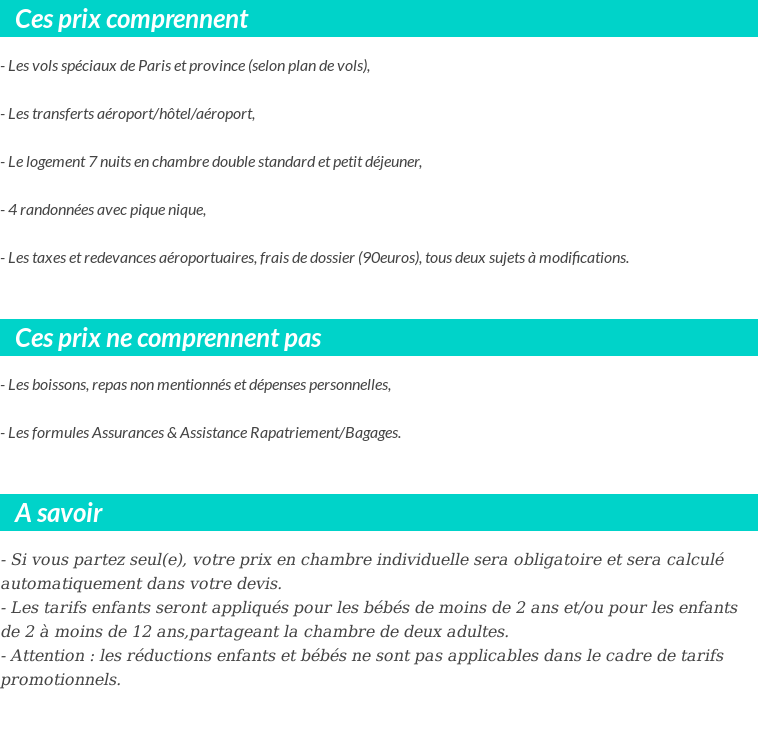 Conditions tarifaires