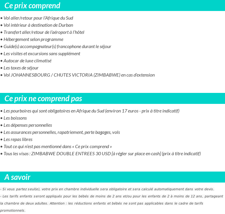 Conditions tarifaires