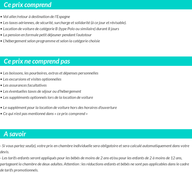 Conditions tarifaires