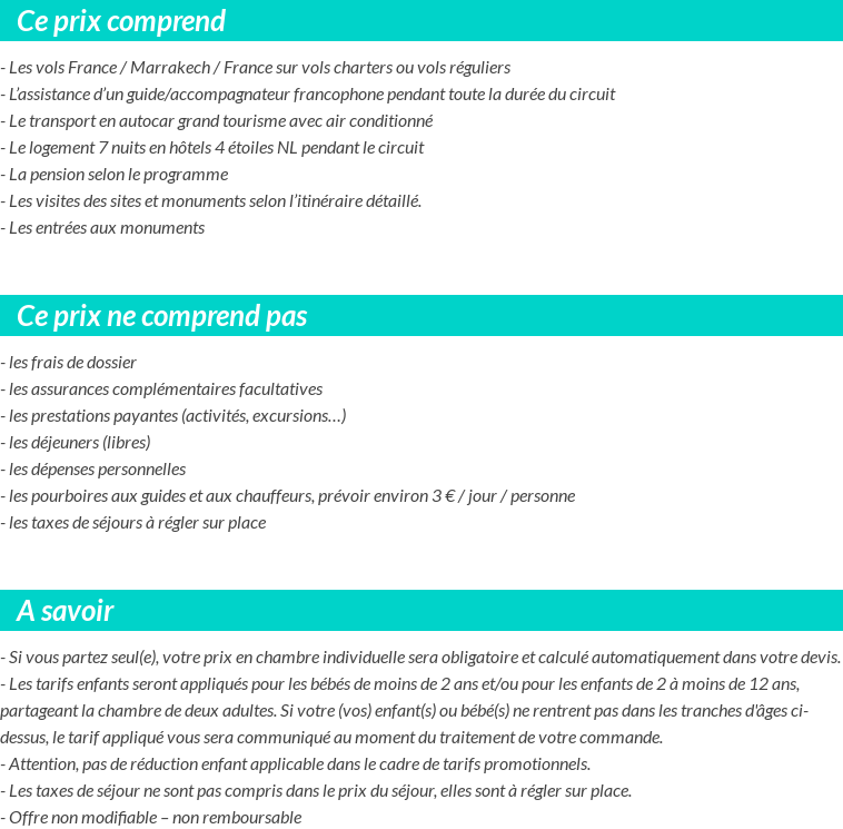 Conditions tarifaires