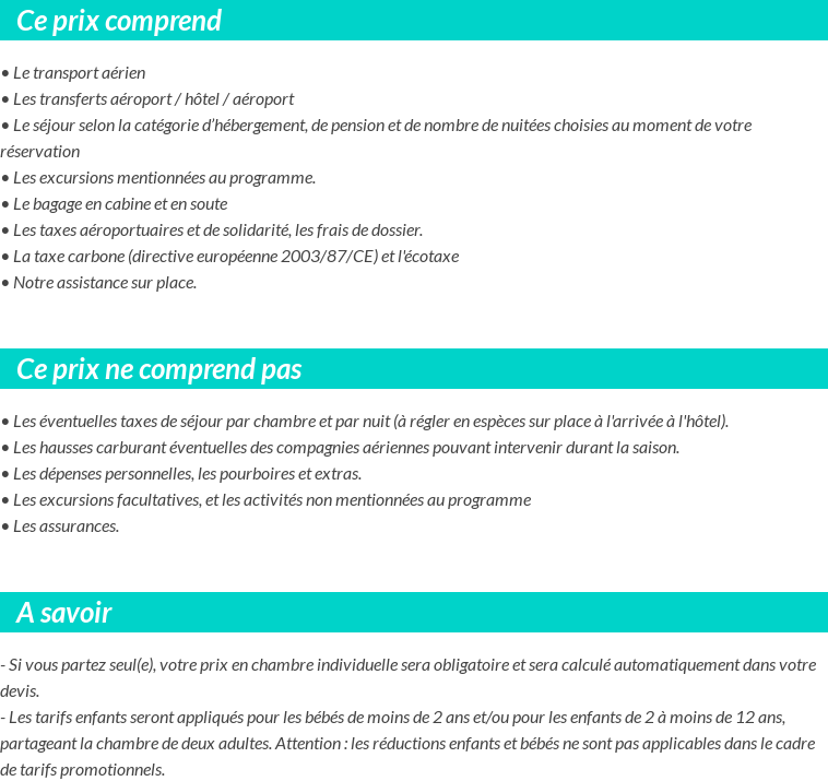 Conditions tarifaires