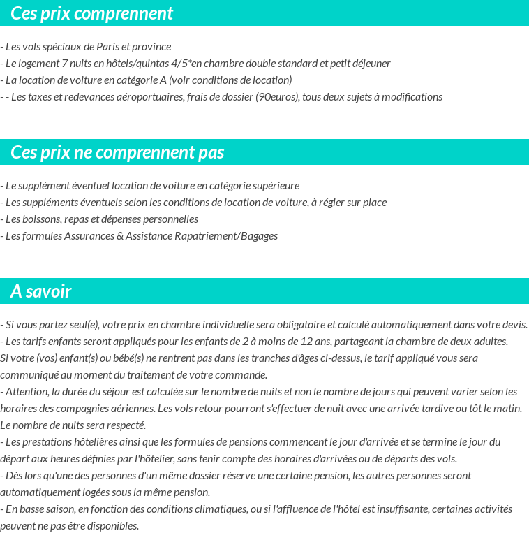 Conditions tarifaires