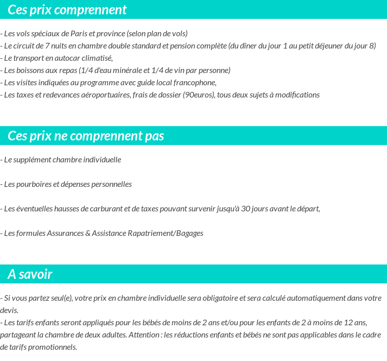 Conditions tarifaires