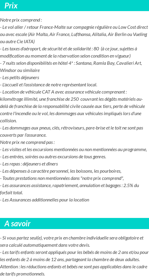 Conditions tarifaires