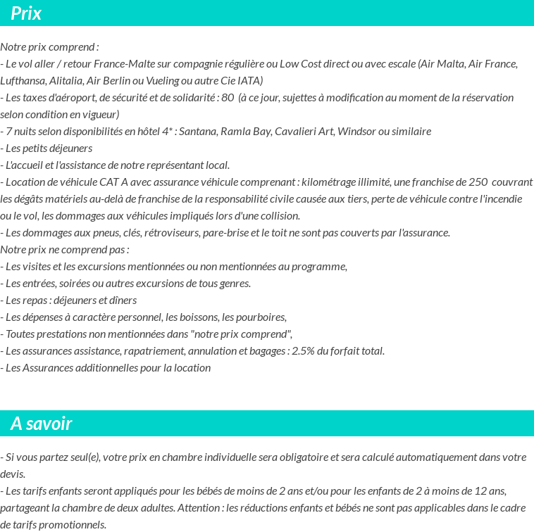 Conditions tarifaires