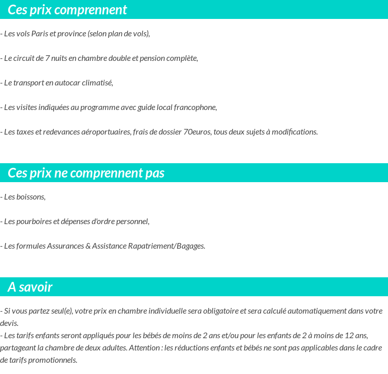 Conditions tarifaires