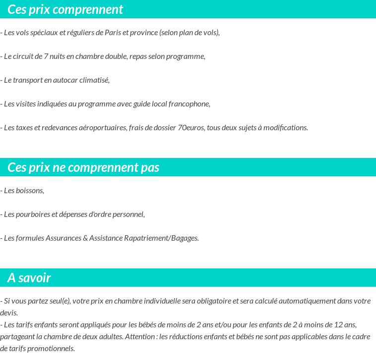 Conditions tarifaires