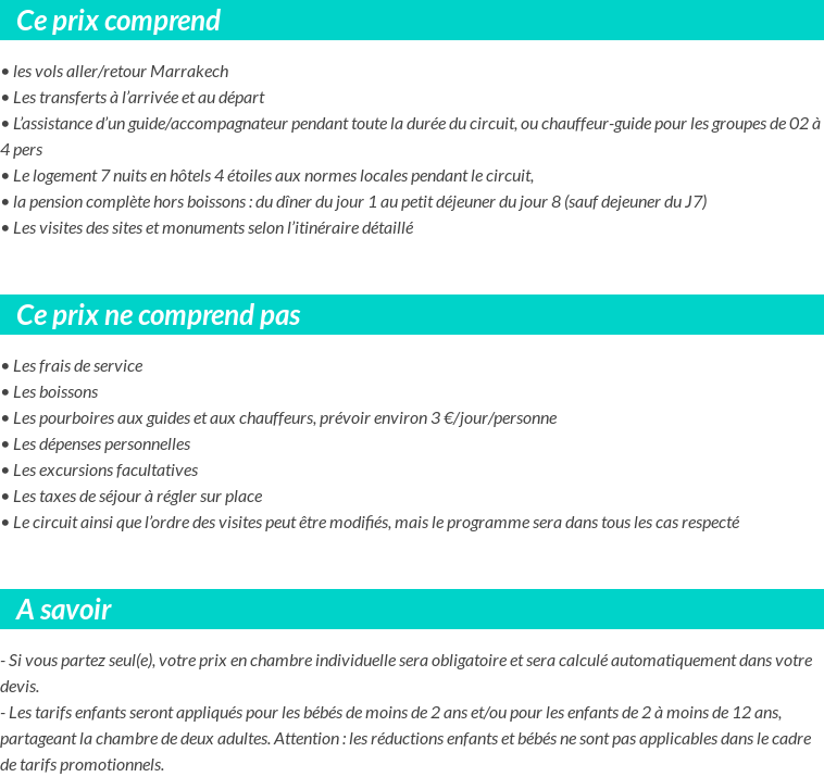 Conditions tarifaires