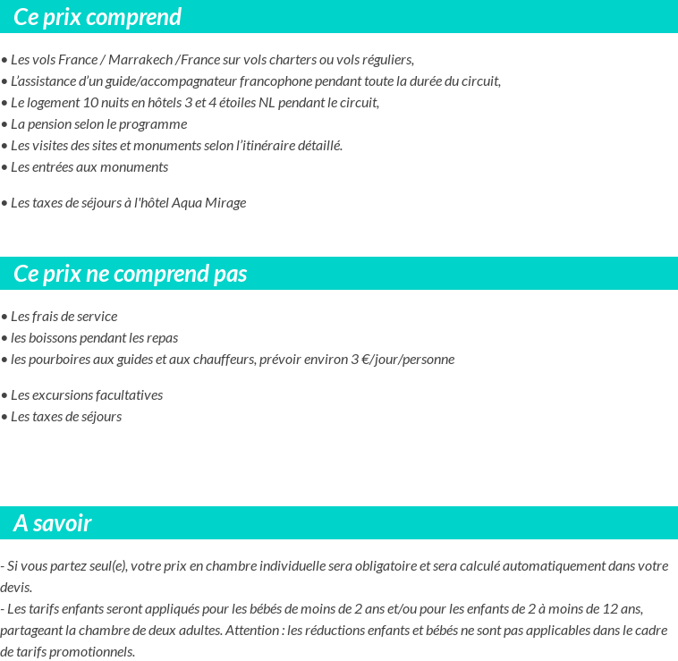 Conditions tarifaires