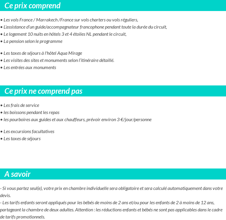 Conditions tarifaires