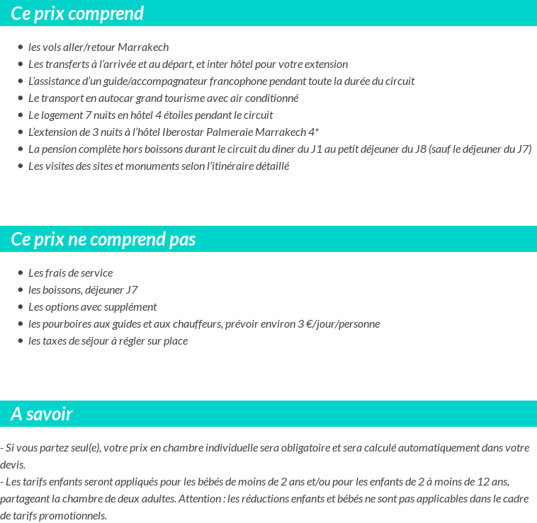 Conditions tarifaires