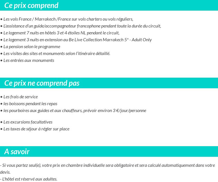 Conditions tarifaires