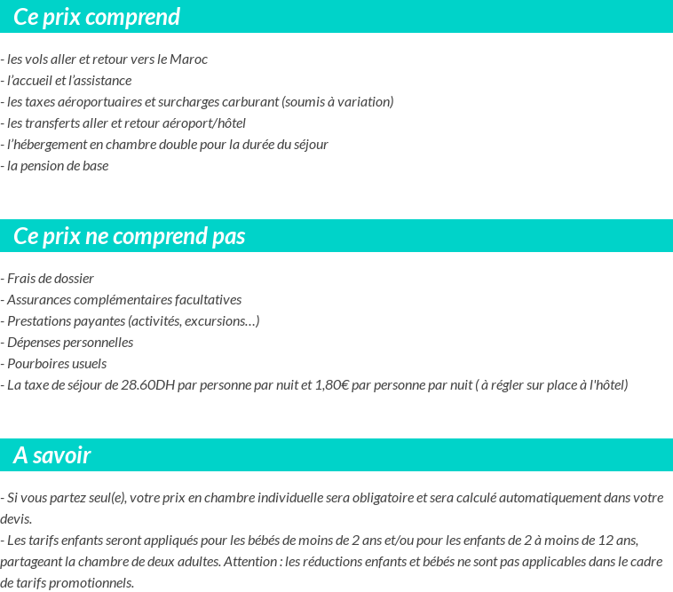 Conditions tarifaires