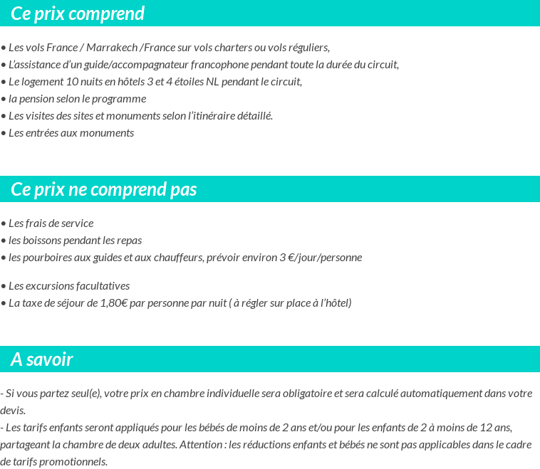 Conditions tarifaires