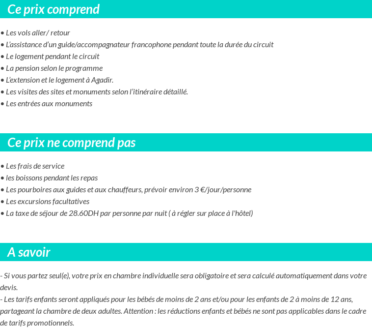 Conditions tarifaires